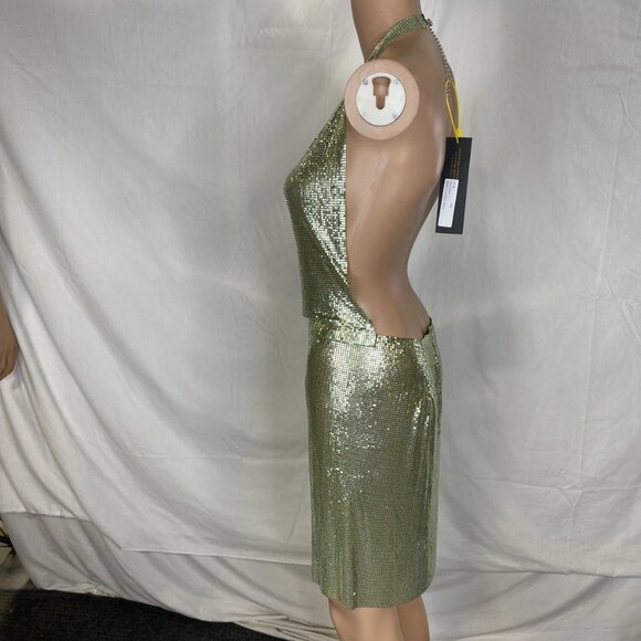 NEW LEMONLUNAR Women’s The Green Chainmail Mini Dress – Apple Green Size S State - Picture 10 of 14